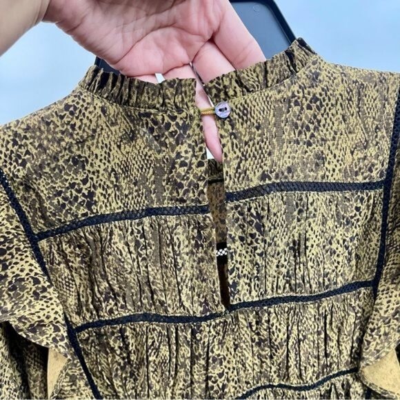 New RAILS Faren Sepia Python Long-Sleeve Mini Dress Size XS - Picture 9 of 12